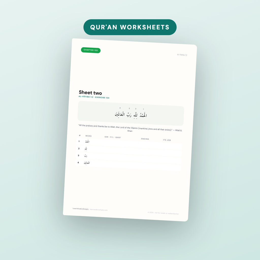 Qur'an worksheets you fill in